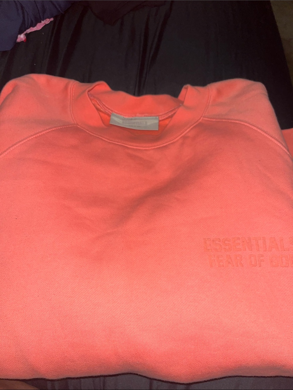 Essentials Men’s Coral-Orange Crewneck Sweatshirt